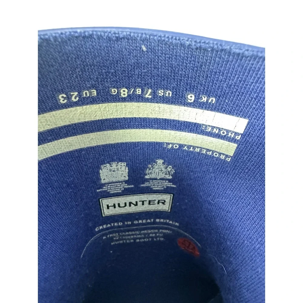 Hunter Kids First Classic Nessie Print Rain Boots Cuttle Blue KFT5069RMA Size 6